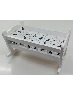 KOŁYSKA DLA LALEK BIAŁA + POŚCIEL Z MATERACEM