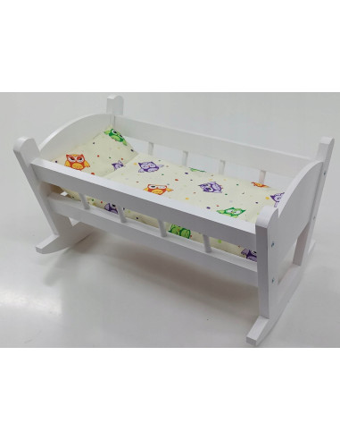 KOŁYSKA DLA LALEK BIAŁA + POŚCIEL Z MATERACEM