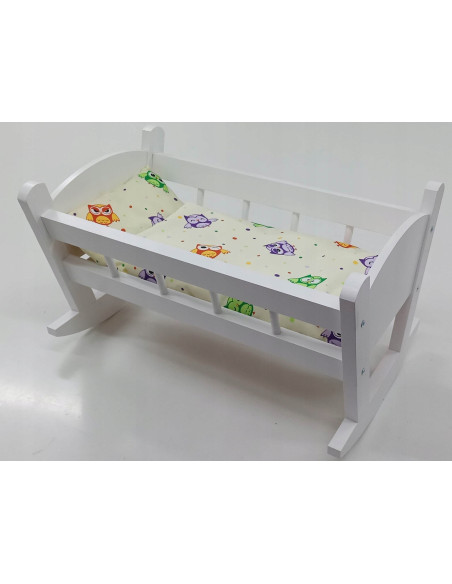 KOŁYSKA DLA LALEK BIAŁA + POŚCIEL Z MATERACEM