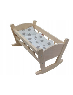KOŁYSKA DREWNIANA dla lalek NIEMALOWANA + POŚCIEL