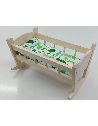 KOŁYSKA DREWNIANA dla lalek NIEMALOWANA + POŚCIEL