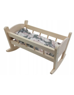 KOŁYSKA DREWNIANA dla lalek NIEMALOWANA + POŚCIEL