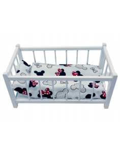 BIAŁE DREWNIANE ŁÓŻECZKO DLA LALEK + POŚCIEL 3EL