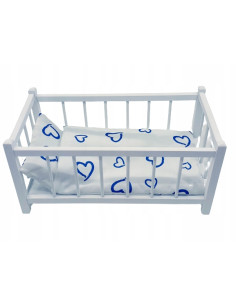 BIAŁE DREWNIANE ŁÓŻECZKO DLA LALEK + POŚCIEL 3 elementy