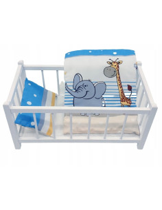 BIAŁE DREWNIANE ŁÓŻECZKO DLA LALEK + POŚCIEL 3 elementy