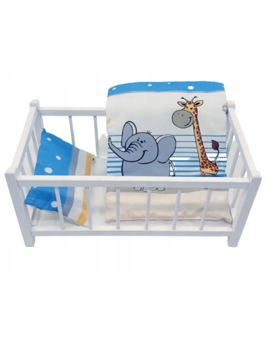 BIAŁE DREWNIANE ŁÓŻECZKO DLA LALEK + POŚCIEL 3...