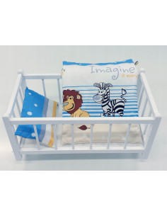 BIAŁE DREWNIANE ŁÓŻECZKO DLA LALEK + POŚCIEL 3EL