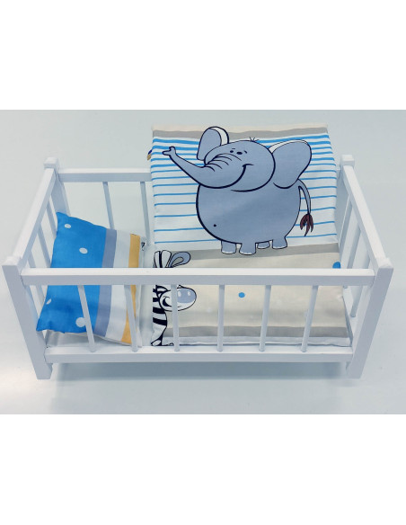 BIAŁE DREWNIANE ŁÓŻECZKO DLA LALEK + POŚCIEL 3EL