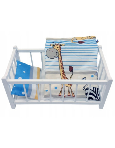 BIAŁE DREWNIANE ŁÓŻECZKO DLA LALEK + POŚCIEL 3...