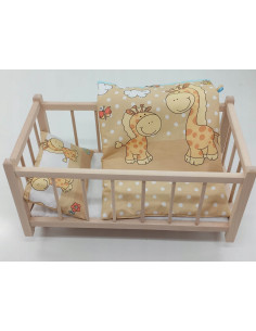 Drewniane łóżeczko dla lalek + POŚCIEL + MATERAC