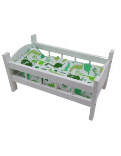 ŁÓŻECZKO DREWNIANE BIAŁE dla lalek +POŚCIEL