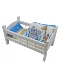 ŁÓŻECZKO DREWNIANE BIAŁE dla lalek + POŚCIEL