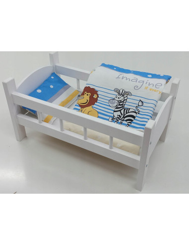 ŁÓŻECZKO DREWNIANE BIAŁE dla lalek +POŚCIEL