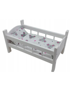 ŁÓŻECZKO DLA LALEK BIAŁE DREWNIANE +POŚCIEL