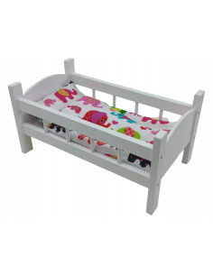 ŁÓŻECZKO DREWNIANE BIAŁE dla lalek +POŚCIEL