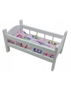 ŁÓŻECZKO DREWNIANE BIAŁE dla lalek +POŚCIEL