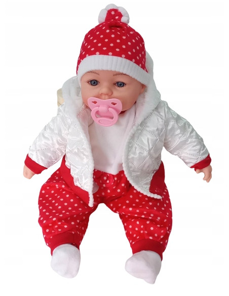 BOBAS LALKA 45cm MÓWI,ŚPIEWA+smoczek+lux opakowana