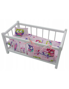 ŁÓŻECZKO dla lalek drewniane białe + pościel