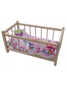 ŁÓŻECZKO DREWNIANE DLA LALEK POŚCIEL- DUŻO WZORÓW