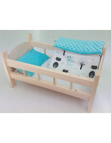 ŁÓŻECZKO DREWNIANE DUŻE dla lalek +POŚCIEL