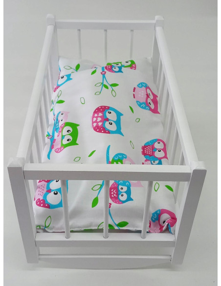 KOŁYSKA DREWNIANA dla lalek + POŚCIEL 3elementy