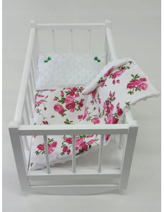 KOŁYSKA DREWNIANA BIAŁA dla lalek POŚCIEL MATERAC