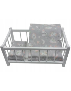 ŁÓŻECZKO DLA LALKI LALEK DREWNIANE BIAŁE POŚCIEL