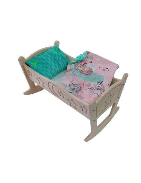 KOŁYSKA dla lalki POŚCIEL 3 el KOŁYSKA GRAWEROWANA