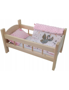 ŁÓŻECZKO DREWNIANE dla lalek DUŻE +POŚCIEL