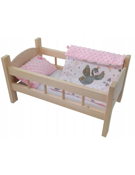 ŁÓŻECZKO DREWNIANE dla lalek DUŻE +POŚCIEL