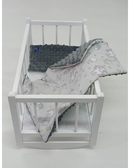 KOŁYSKA DREWNIANA BIAŁA dla lalek POŚCIEL MATERAC