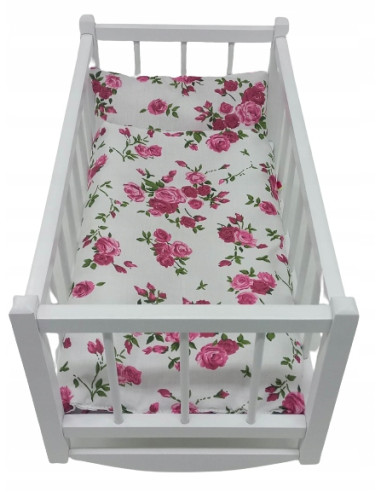 KOŁYSKA DREWNIANA dla lalek + POŚCIEL 3elementy