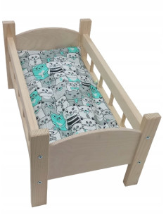 ŁÓŻECZKO DREWNIANE dla lalek DUŻE +POŚCIEL