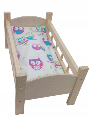 ŁÓŻECZKO DREWNIANE dla lalek DUŻE +POŚCIEL