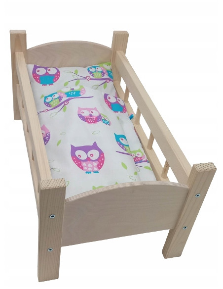 ŁÓŻECZKO DREWNIANE dla lalek DUŻE +POŚCIEL