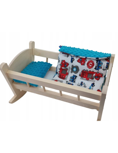 KOŁYSKA DREWNIANA DLA LALKI LALEK DUŻA POŚCIEL