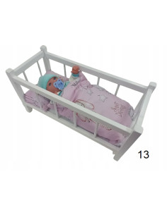 ŁÓŻECZKO DREWNIANE-12 kolorów dla lalek +POŚCIEL.