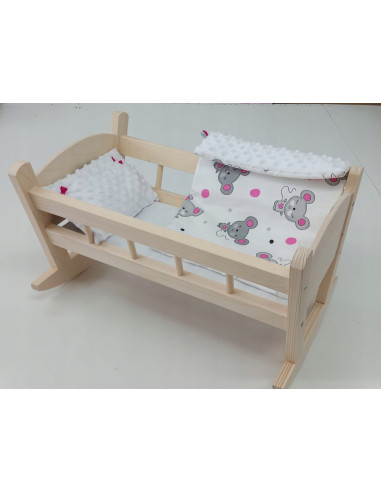 KOŁYSKA DREWNIANA DLA LALKI LALEK DUŻA POŚCIEL