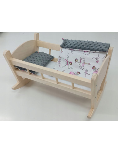 KOŁYSKA DREWNIANA DLA LALKI LALEK DUŻA POŚCIEL