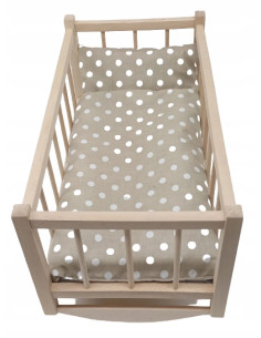 KOŁYSKA dla lalek drewniana + pościel 3 ELEMENTY