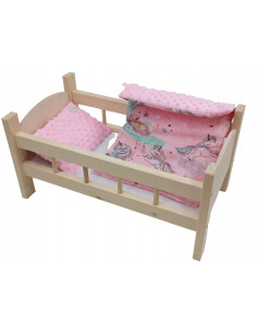 ŁÓŻECZKO DREWNIANE dla lalek DUŻE +POŚCIEL