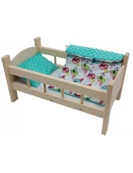 ŁÓŻECZKO DREWNIANE dla lalek DUŻE +POŚCIEL