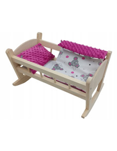 KOŁYSKA DREWNIANA DLA LALKI LALEK DUŻA POŚCIEL