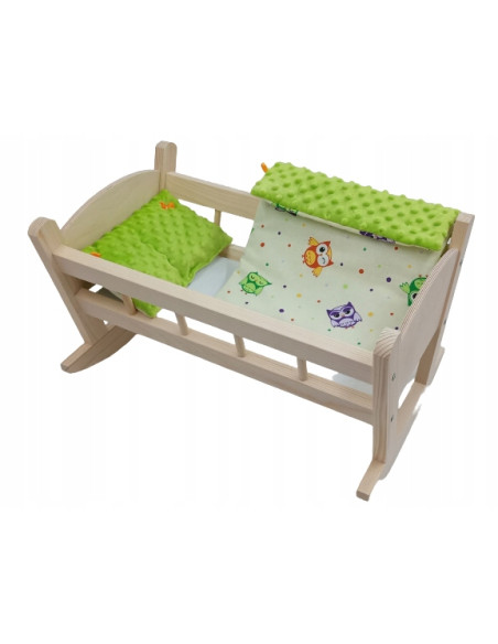 KOŁYSKA DREWNIANA DLA LALKI LALEK DUŻA POŚCIEL