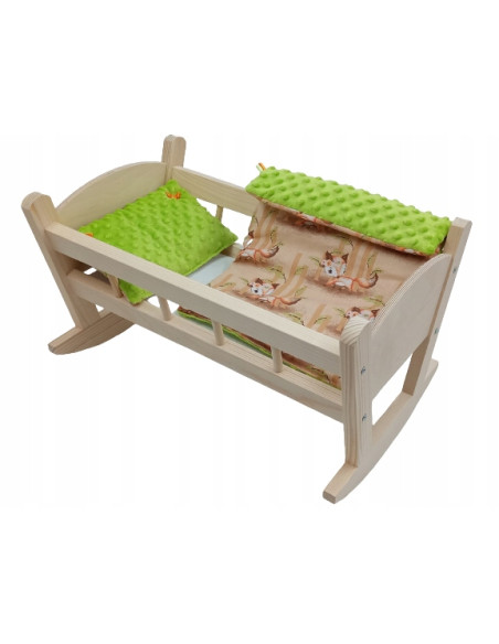 KOŁYSKA DREWNIANA DLA LALKI LALEK DUŻA POŚCIEL