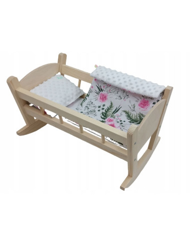 KOŁYSKA DREWNIANA DLA LALKI LALEK DUŻA POŚCIEL