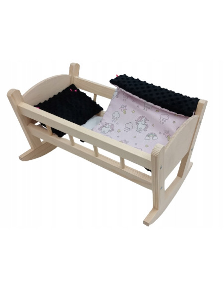 KOŁYSKA DREWNIANA DLA LALKI LALEK DUŻA POŚCIEL