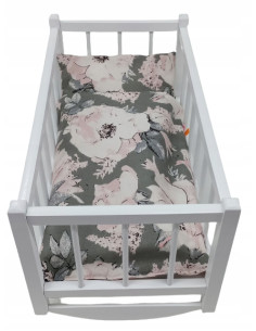 KOŁYSKA DREWNIANA dla lalek + POŚCIEL 3elementy