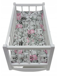 KOŁYSKA DREWNIANA dla lalek + POŚCIEL 3elementy