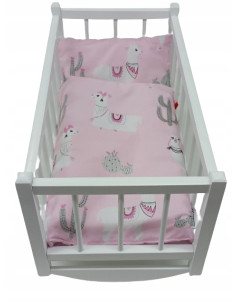 KOŁYSKA DREWNIANA dla lalek + POŚCIEL 3elementy